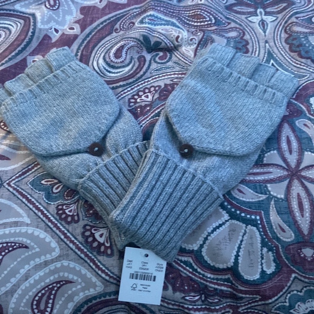 J.Crew Ribbed-knit glittens in Grey